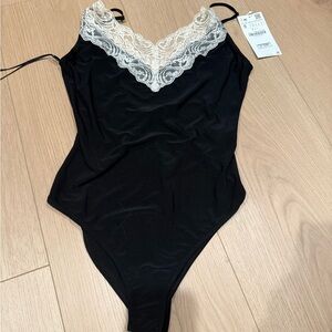 Zara Black and White Lace Bodysuit